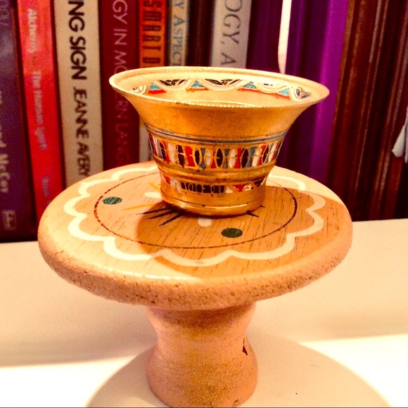 Damascene TOLEDO bowl OOAK Spain mark Gold Leaf inlaid Vtg Very Rare Miniature - Picture 4 of 7